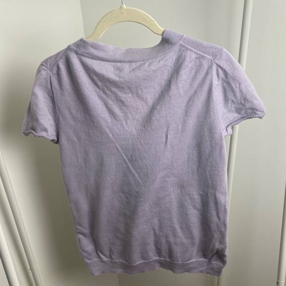 J. Crew Tie-Front Bow Short Sleeve Sweater in Lavender | Size Small - Picture 2 of 4